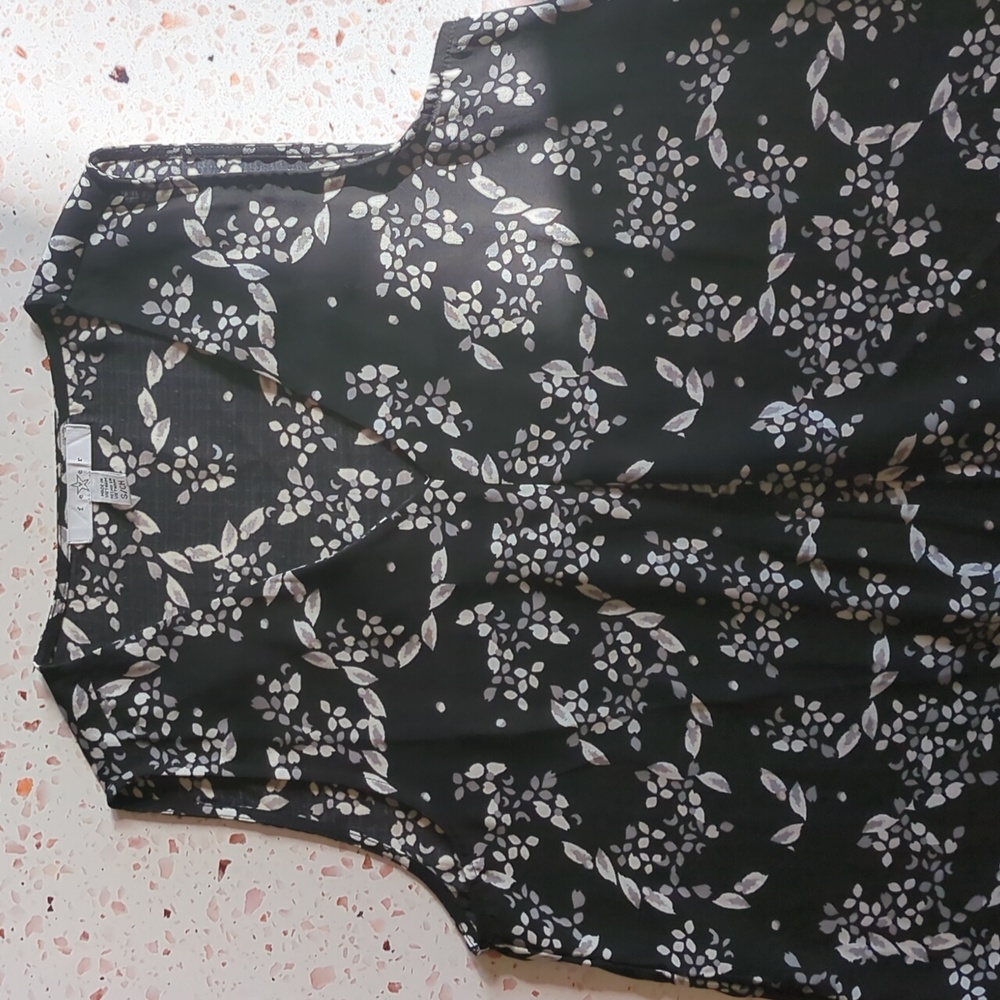 Fever | Black Printed Sleeveless Long Length Blouse | S